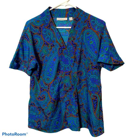 Isaac Mizrahi Live! Blouse Womens Size Small Paisley Print Collared blouse S - Picture 1 of 5